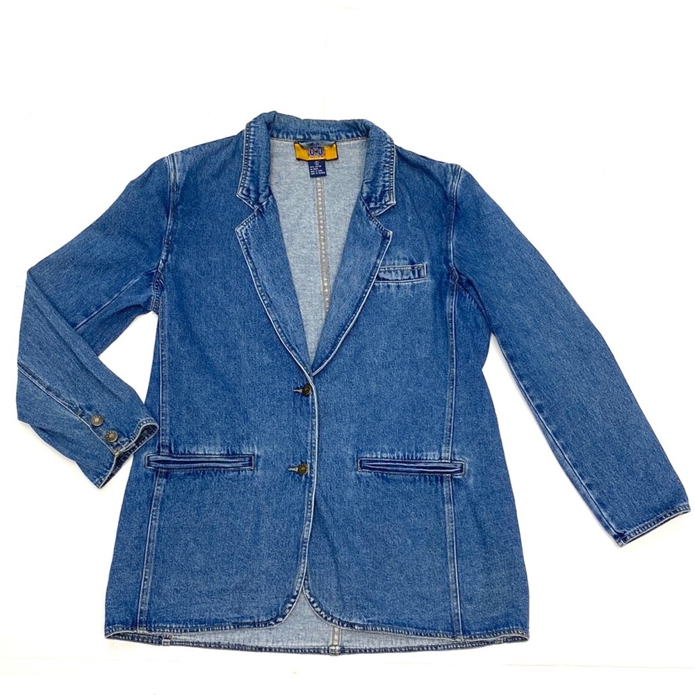 Vintage Baccini Women's Blue Denim Retro Style 2 Button Jacket